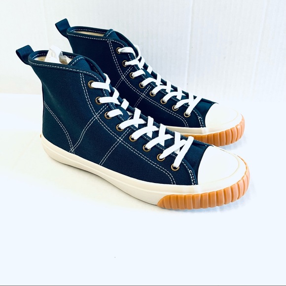 J.Crew Blue Canvas High Top Sneakers Shoes Size 10 New - Picture 2 of 7